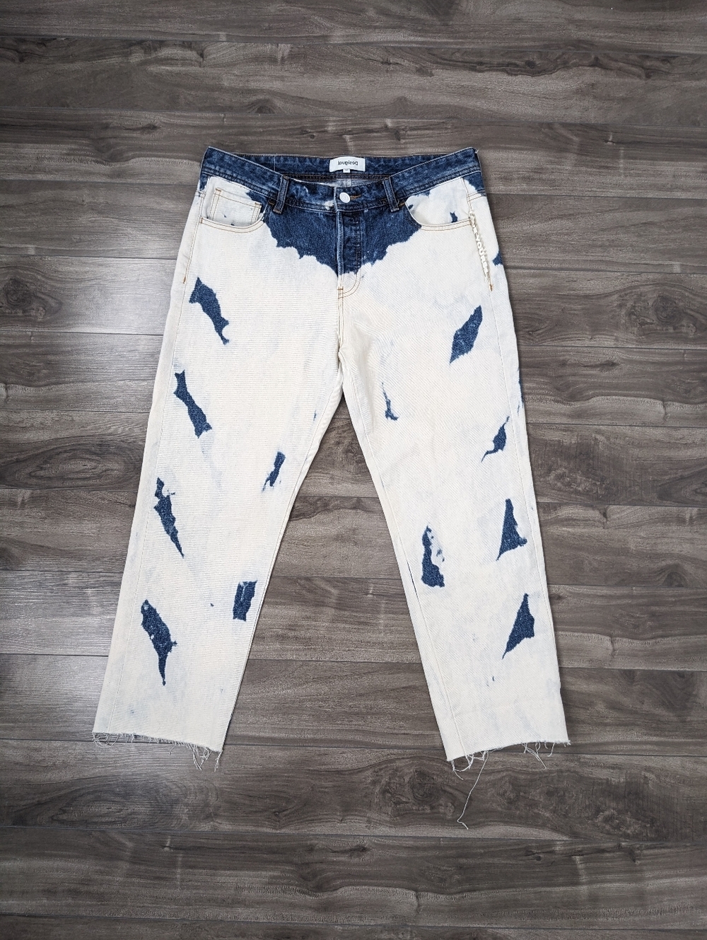 DESIGUAL Faded acid wash Boyfriend Ankle Cropped Jeans Size 32